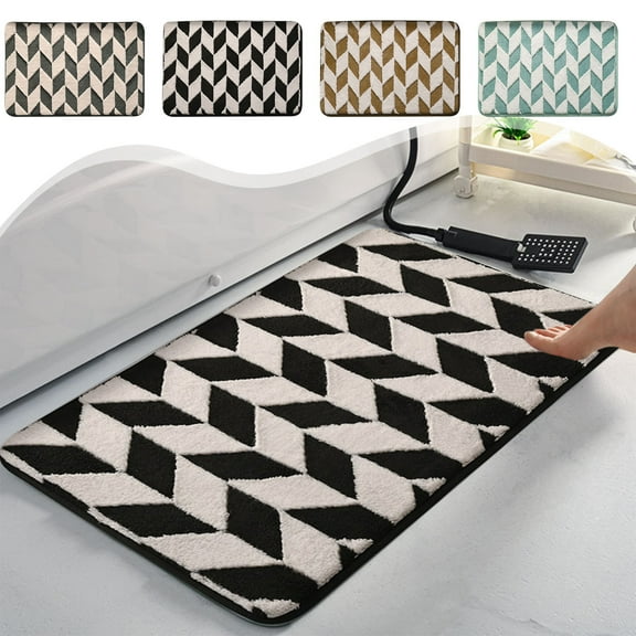 Under $5! InsCrazy Bathroom Rugs Bathroom Water Absorbent Door Mat Quick Dry Entry Mat for Shower Room Solid Color Non-Slip Rug for Toilet Entrance 17" x 24"