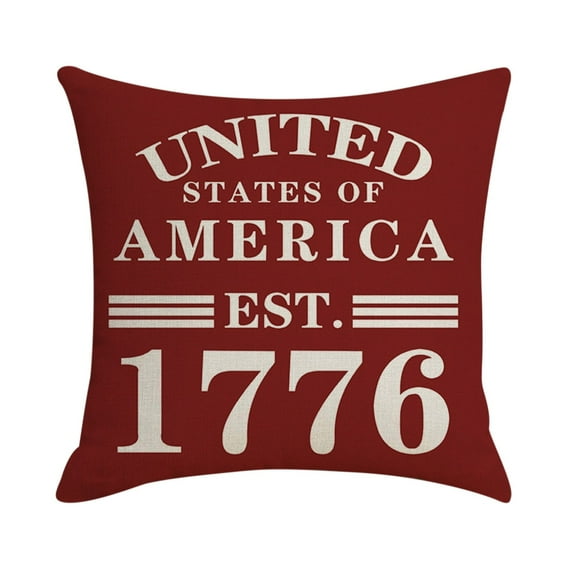 Clearance Under $5! InsCrazy Fourth of July Pillow Covers 18 X 18" Throw Pillow USA Star Stripe Gods United States Est.1776 Cushion Case for Home Decor with for All Party Supplies