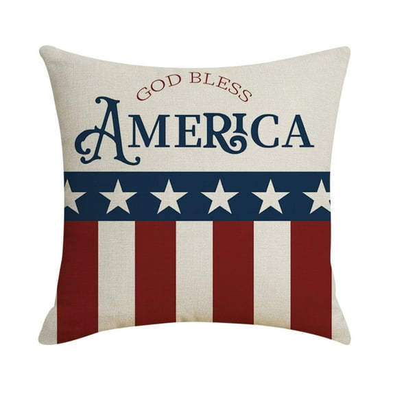 Clearance Under $5! InsCrazy Fourth of July Pillow Covers 18 X 18" Throw Pillow USA Star Stripe Gods United States Est.1776 Cushion Case for Home Decor with for All Party Supplies