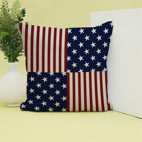 Clearance Under $5! InsCrazy Pillow Cover American Flag 18 X 18" Independence Day Decor Pillow Cover Flag Letter Sofa Office Linen Pillow Cover Cushion Cover on Clearance
