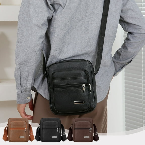 InsCrazy Sling Bag for Men Multi Layer Storage Shoulder Rucksacks Texture Business Travel Crossbody Bag Large Capacity Commuting Handbag Rucksacks