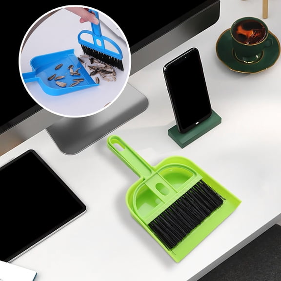 Clearance Under $5! InsCrazy Small Broom and Dustpan Set Plastic Mini Besom Mini Cleaning Brush with Dustpan Set Desktop Cleaning Accessories for Office and Home 8 inches