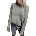 thumbnail image 1 of Clearance under $5 JINMGG 2023 Fall Winter Plus Size Sweaters for Women Clearance,Fashion Women Solid Color Zipper Long Sleeve Pullove Turtleneck Sweater, 1 of 4