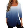 thumbnail image 1 of under $5 JINMGG Fall Winter Long Tops for Women, Womens Plus Size Fashion Women T-Shirt Mid-length 3/4 Sleeves Blouse Round Neck Casual Tops, 1 of 2