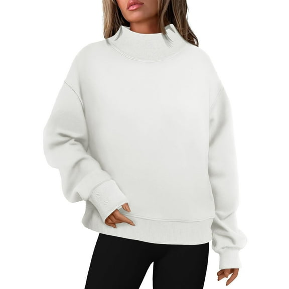 under $5 JINMGG Fall Winter Long Tops for Women, Womens Plus Size Women Casual Loose Turtleneck Long Sleeve Pullover Blouse Sweatshirt Tops