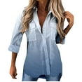 thumbnail image 1 of Clearance under $5 JINMGG Winter Coats for Women, 2025 Fashion Winter Clearance Women Casual Printed Long Sleeve Turn-down Collar Cardigan Blouse Tops Blue S, 1 of 4