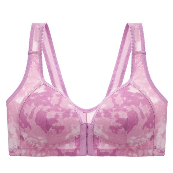 under $5 JINMGG Womens Plus Size $5 Women Plus Size Camouflage Print Front Deduction BreathNon-Steel Ring Non-Magnetic Buckle Underwear Bras Pink M