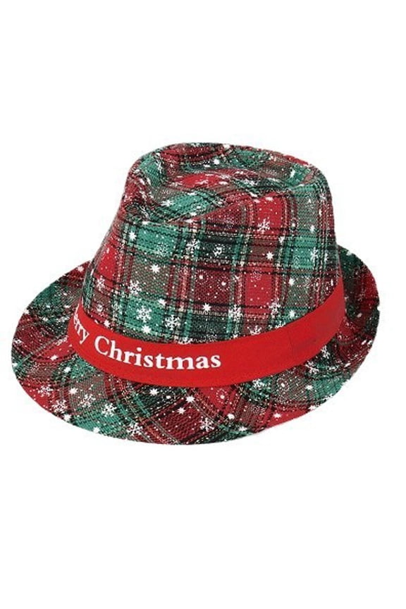 Christmas Cowboy & Cowgirl Hat, Santa Claus Hat Christmas Plaid Western Cap for Christmas Cosplay Costume Accessories Xmas Party Supplies