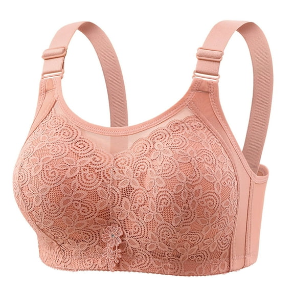 Joau Women's Floral Lace Wireless Bra for Large Bust Full-Coverage Comfort Wirefree Bra Non-Padded Lightly Lined Minimizer Bra for Everyday Wear