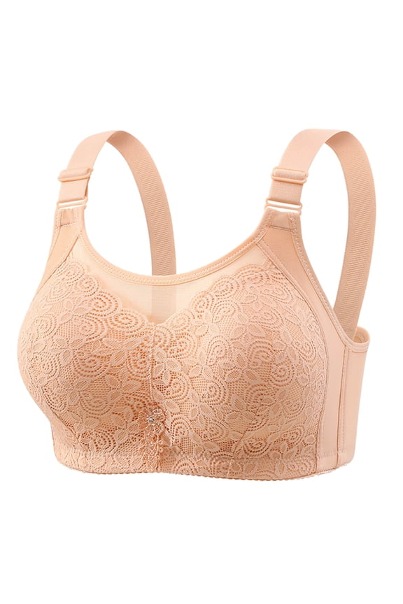 Women's Floral Lace Wireless Bra for Large Bust Full-Coverage Comfort Wirefree Bra Non-Padded Lightly Lined Minimizer Bra for Everyday Wear