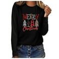 thumbnail image 1 of Clearance under $5 LEAVINGSUO Christmas Tops for Women, Blouses for Women Clearance MERRY CHRISTMAS Women Casual Long Sleeve Sweatshirt Pullover Blouse, 1 of 6