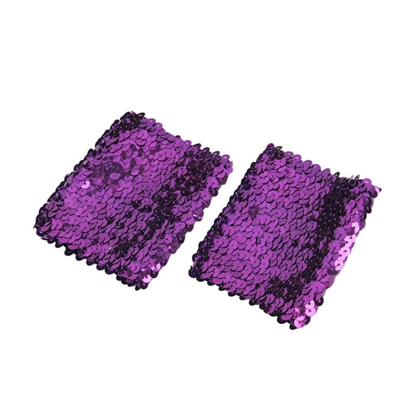 Miqool Sequin Wrist Cuffs Shiny Glitter Stretch Wristbands Slap Bracelets Cosplay Costume Accessory Rave Party Supplies Favors for Women Girls