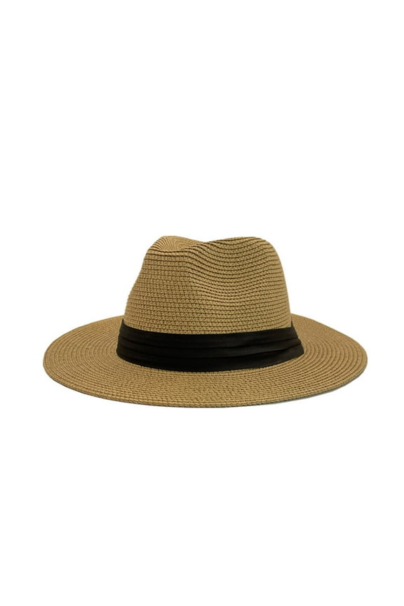 Sun Visor Hats for Women & Men, Wide Brim Straw Panama Hat Roll-Up Ponytail Summer UPF 50+ UV Protection Packable Foldable Floppy Fedora Beach Hats