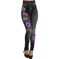thumbnail image 1 of Miqool Women's Floral Denim Print Fake Jeans Stretch Skinny Seamless Pull-On Leggings Buttery Soft Tummy Control High Waisted Yoga Leggings, 1 of 4