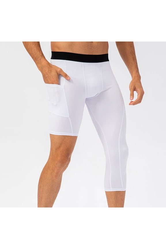 Under $5 PEONAVET Men's Active Yoga Leggings Pants Compression Running Dance Tights Pants with Pockets Cycling Athletic Workout Basketball Sports Pants Quick Dry with Pockets