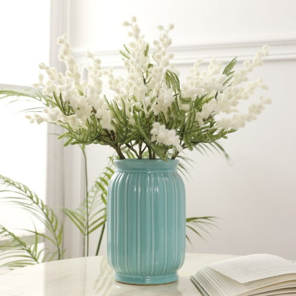 Clearance!5-Pack Artificial Mimosa Flower Artificial White Flowers Acacia 14.9" Mimosa Flowers Spring Flower Fake Easter Flowers for Wedding Home Decor Garden Party Decoration