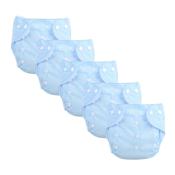 Kitchen Essentials Clearance!Lloopyting Reusable Baby Nappy Cover Cloth Diaper Cover For 0-3 Years With Adjustable Wrap 5 Pc Diapers Blue Polyester
