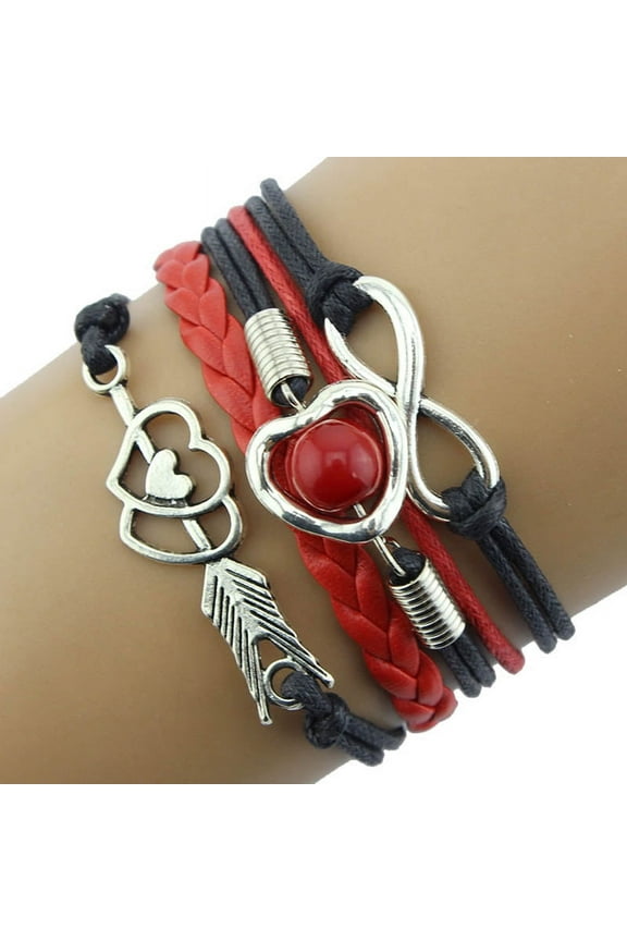 1PC Infinity Love Heart Pearl Friendship Antique Leather Bracelet Girls' Charm Bracelets Friendship Bracelet Women's Strand Bracelets
