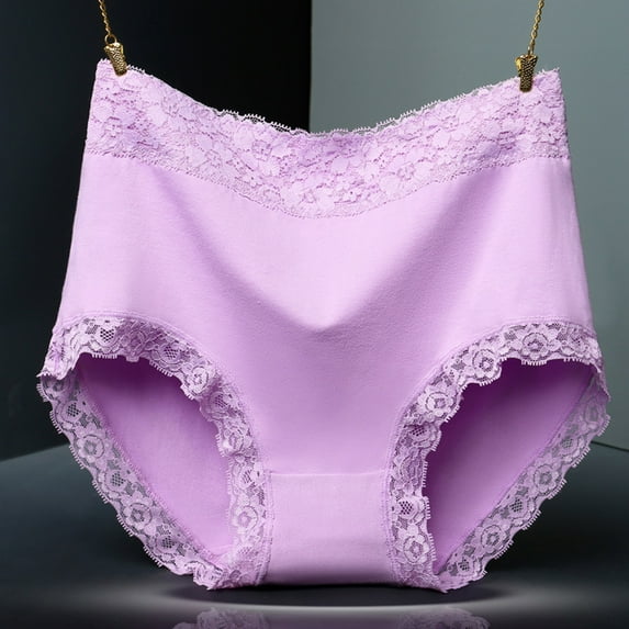 Clearance Under $5 Pitauce Plus Size Underwear for Women Solid Color High Waisted Soft Comfortable Cotton Underpants Lace Embroidery Breathable Stretch Panties