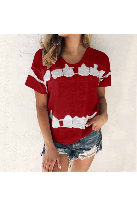 Summer Tops for Women Plus Size Crew Neck Graphic Printed Short Sleeve Shirts Casual Loose Fit Pullover Basic Tunic Tops