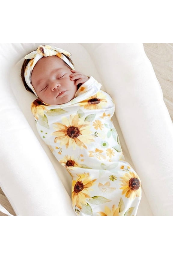 Clearance Under $5 Pitauce Swaddle Blanket for Newborn Baby Cocoon Sleeping Bag with Blanket and Bowknot Headband Receiving Blankets Photography Blankets