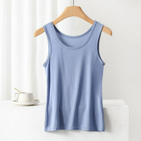 Summer Savings 2025 Pitauce Tank Tops for Women Modal Solid Color Crew Neck Sleeveless Vest Summer Basic Going Out Tops Casual Loose Fit Workout Tops on Clearance