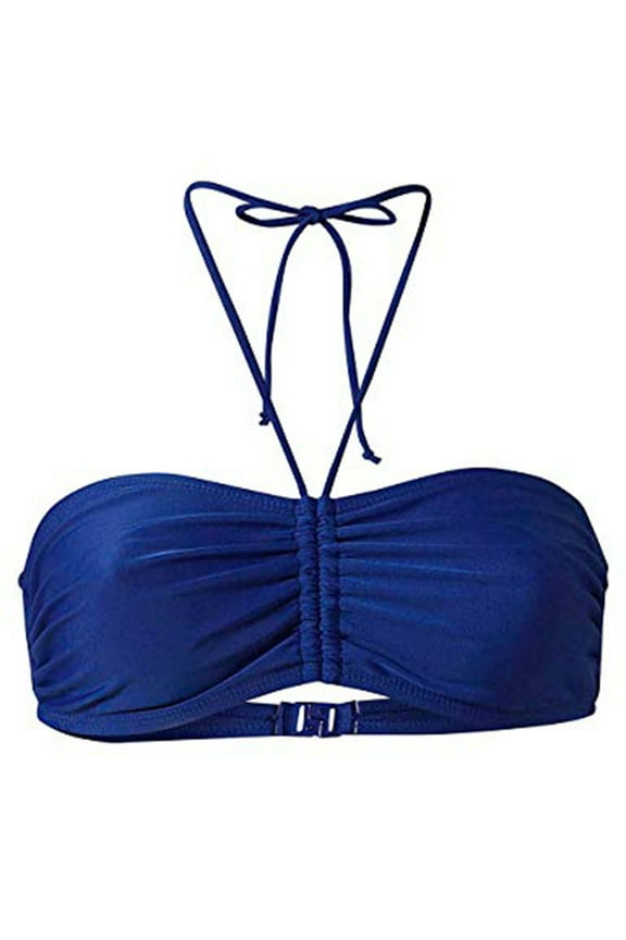 Women's Summer Mix & Match Bandeau Bikini Tops Solid Color Halter Backless Beach Bathing Suit Tankini Tops for Women Swimwear Top Only