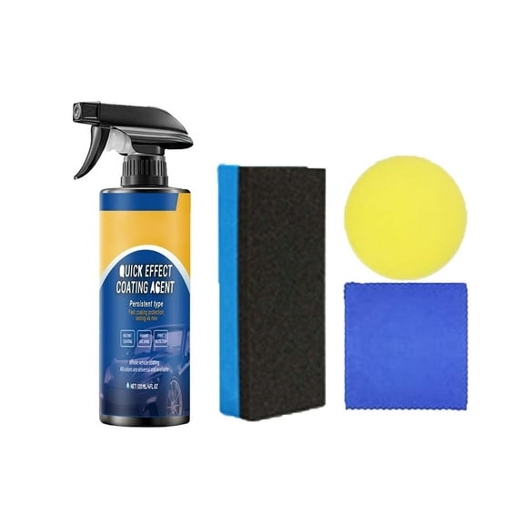 Clearance Under $5 Quick Effect Coating Agent,Car Coating Spray,Multi-Functional Coating Renewal Agent Spray,Car Coating Spray Waterless Wash, Parts(1pc+Sponge+Towel+Brush 4fl.oz/120ml)