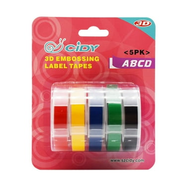 5 Rolls Compatible with DYMO Embossing Label Maker Refills 3/8 Inch 3D Embossing Black Tape 1741670 for DYMO Embossing Label Maker Organizer Xpress Pro 12965 DYMO 12966 Office Mate II