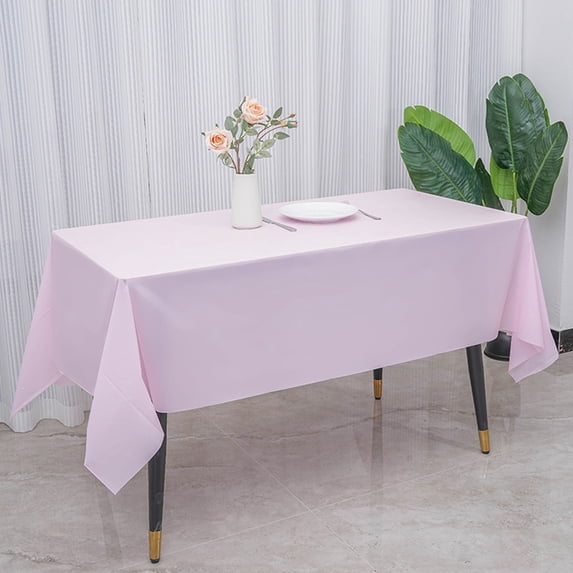 Clearance Under $5! Rvasteizo Home Decor Disposable Tablecloth Party Plain Tablecloth Plastic Cloth Birthday Solid Color Tablecloth Water Proof And Oil Proof, Pink, 137x183cm/54x72in
