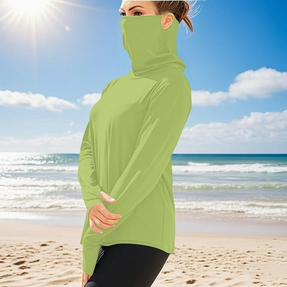 Sevevn UNISEX Summer Casual Solid Color Long Sleeved Ice Silk Sunscreen Cool Sun Protection Lightweight Tops Gift for Adults Army Green XXL