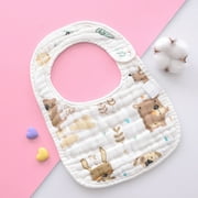 FAMTKT Baby Bibs Baby Bandana Drool Bibs, Newborn Toddler Baby Fashion Cute Cartoon Pattern Cotton Gauze Frenulum Bib Saliva Towel
