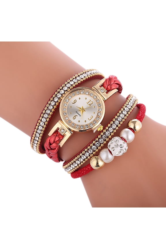 FAMTKT Bracelet for Women, Women Watches Fashion Vintage Weave Wrap Quartz Wrist Watch Bracelet for Ladies