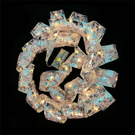 Shldybc Easter Decorations, Easter Decoration LED Ribbon Lights Easter Tree Ornaments DIY Lace Bow String Lights Decoration, Easter Gifts