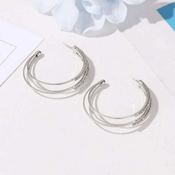 FAMTKT Fashion Diamond Circle Earrings for Women Vintage Big Round Loops Earrings Jewelry for Valentine's Day Mother's Day Anniversary Birthday Christmas Gifts