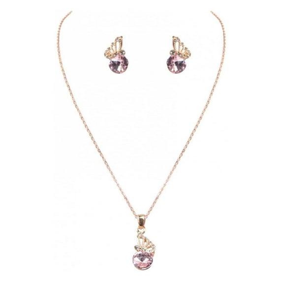 FAMTKT Fashion Studs Necklace Earrings Set for Women Three-Piece Jewelry Sets for Valentine's Day Mother's Day Anniversary Birthday Christmas Gifts