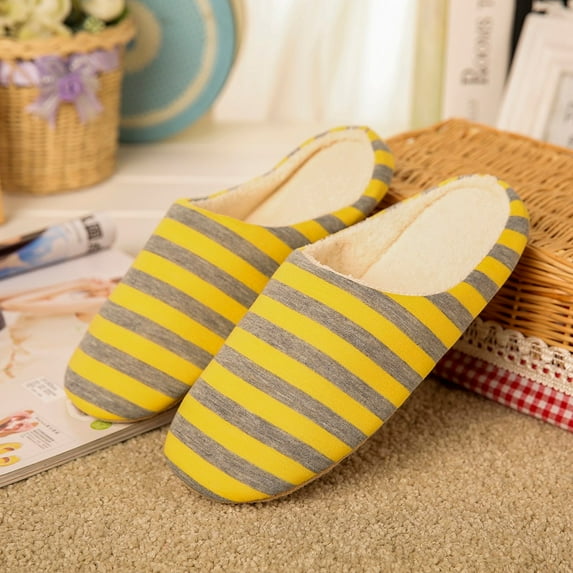 Antqov Men's and Women's Cotton Slippers, Woman's Warm Home Plush Soft Slippers Anti-Slip Winter Floor Bedroom Shoes, Warm Soft-Soled Slippers