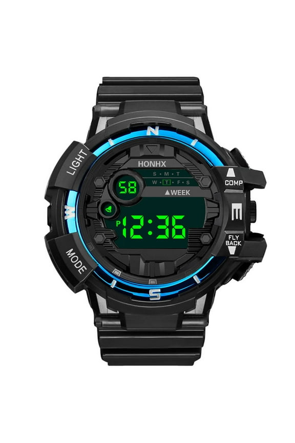 FAMTKT Men's Wrist Watches, Fashion Men Led Digital Date Military Sport Rubber Quartz Watch Alarm, Gifts for Him