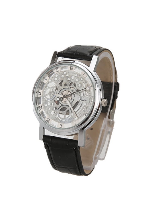 FAMTKT Men's Wrist Watches, Men Luxury Stainless Steel Quartz Military Sport Leather Band Dial Wrist Watch, Gifts for Him