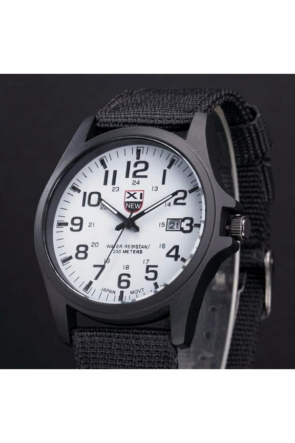 FAMTKT Men's Wrist Watches, Mens Date Stainless Steel Military Sports Analog Quartz Wrist Watch Bk&Wh, Gifts for Him