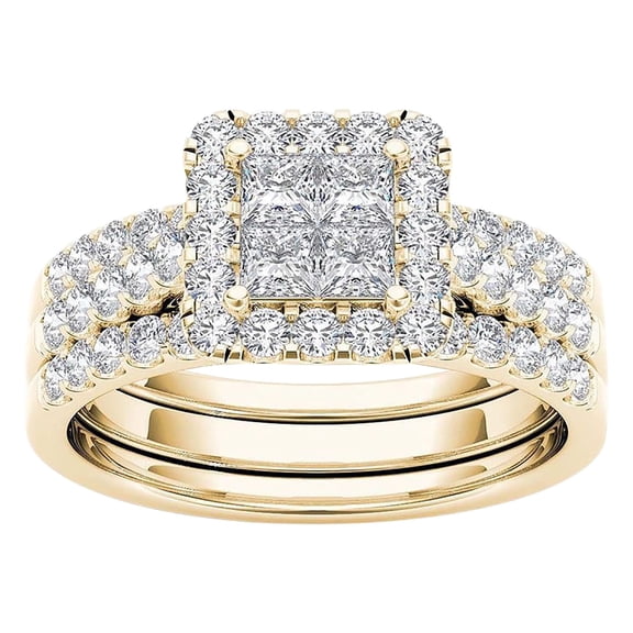 FAMTKT Mothers Day Gifts, Womens Rings 2-In-1 Set Detachable Shiny Diamond Ring Set Engagement Wedding Rings Inlaid Zircon Ring, Birthday Gifts for Women