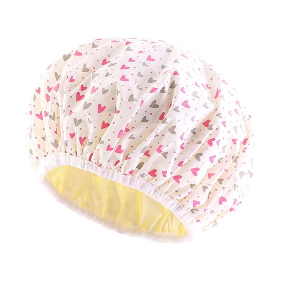 FAMTKT Shower Cap, Reusable Bath Shower Caps for Women, Cute Printed Shower Cap Color Ding Lining Hair Care Cap PE Care Mask Makeup Cap Sleeping Cap