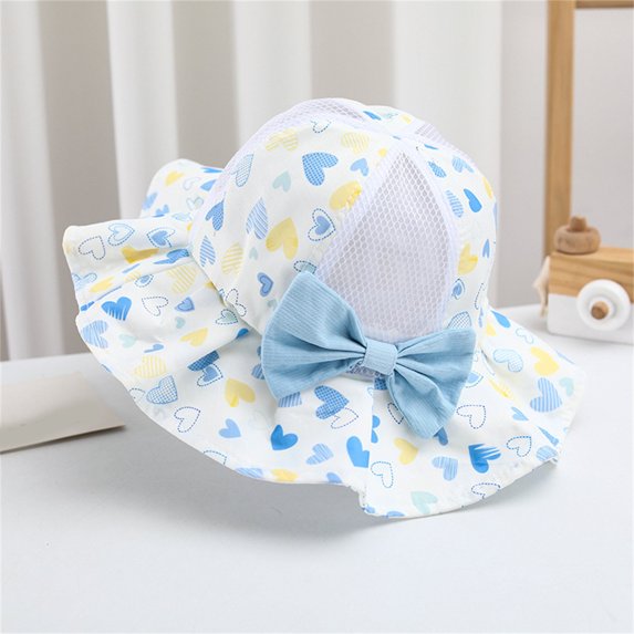 Clearance under $5-Shldybc Toddler Baby Summer Sun Protection Fashion Heart Print Mesh Breathable Sun-hat Cute Sunscreen Hat Cap, Baby Sun Hat on Clearance( Blue, 1-4 Years )