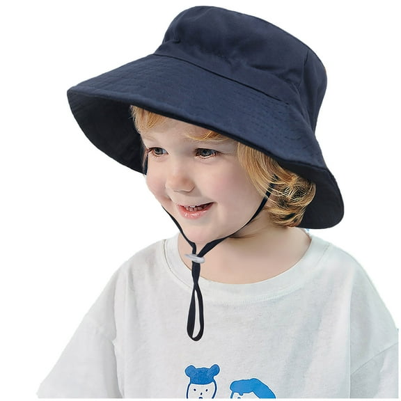 FAMTKT Toddler Baby Summer Sun Protection Fashion Solid Color Sun-hat Cute Sunscreen Hat Cap, Baby Sun Hat( Navy, 9-24 Months )
