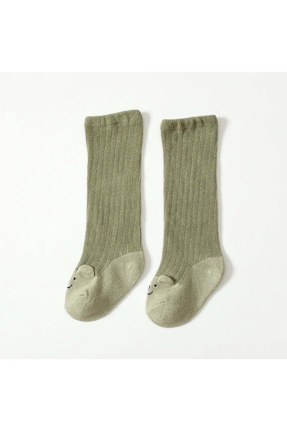 Toddler Boys Girls Cute Cartoon Stocking Keep Warm Soft Indoor Toddler Socks, Baby Socks( Green, 6-12 Months )