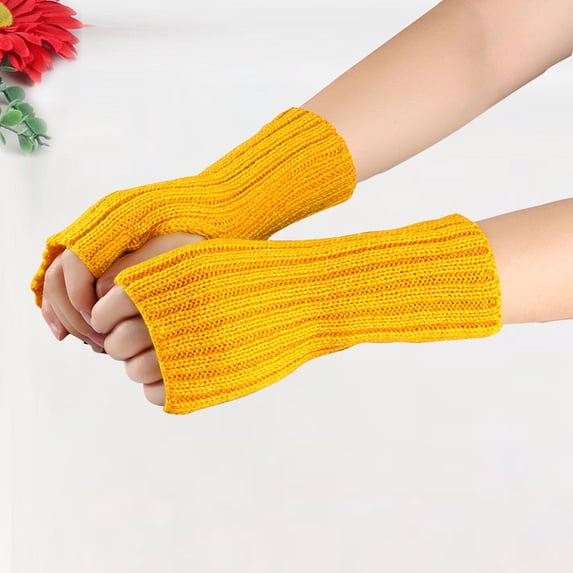 FAMTKT Warmer Winter Fingerless Gloves Knit Mitten Gloves Thickened Warm Long Gloves Fake Sleeves Knitted Arm Sleeves