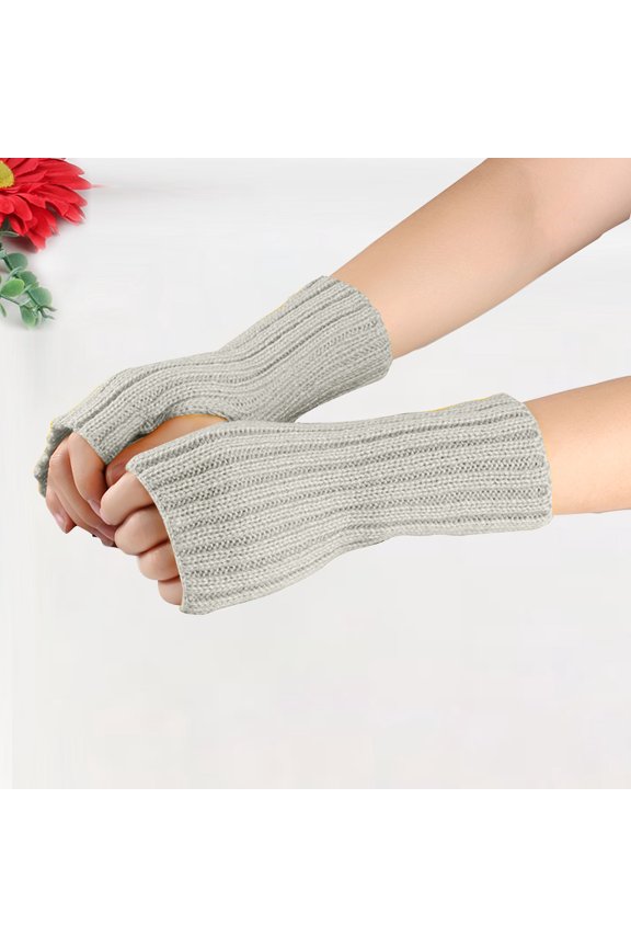 Warmer Winter Fingerless Gloves Knit Mitten Gloves Thickened Warm Long Gloves Fake Sleeves Knitted Arm Sleeves