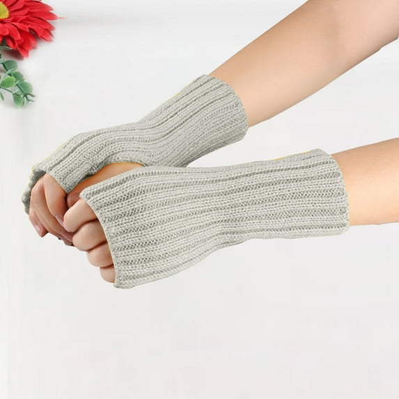 FAMTKT Warmer Winter Fingerless Gloves Knit Mitten Gloves Thickened Warm Long Gloves Fake Sleeves Knitted Arm Sleeves