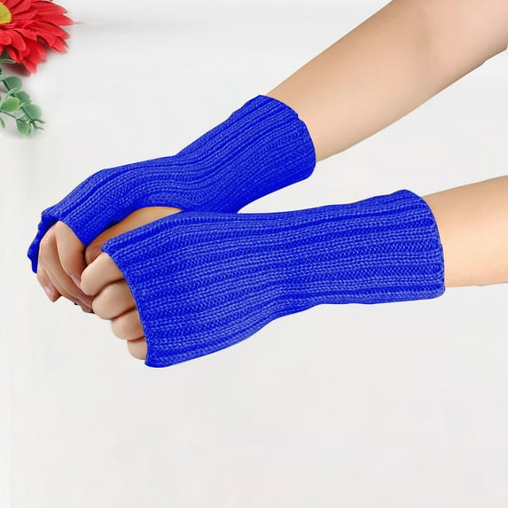 FAMTKT Warmer Winter Fingerless Gloves Knit Mitten Gloves Thickened Warm Long Gloves Fake Sleeves Knitted Arm Sleeves