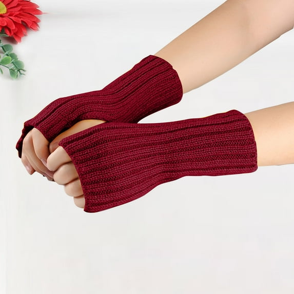 Clearance under $5-Shldybc Warmer Winter Fingerless Gloves Knit Mitten Gloves Thickened Warm Long Gloves Fake Sleeves Knitted Arm Sleeves on Clearance